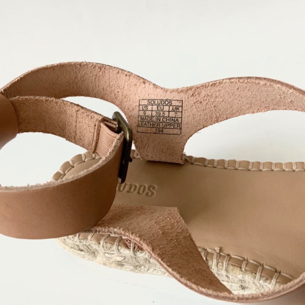 Soludos Olympia Brown Tan Leather Platform Espadrille Sandals Anthropologie 9 - Picture 12 of 12